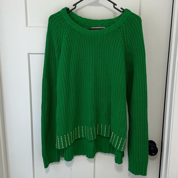 Michael Kors Green Knit Sweater with Gold Accents - Picture 1 of 14